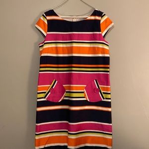 EUC bright multicolor striped Annalee + Hope shift dress size 10